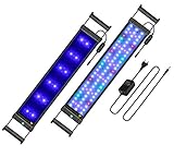 BELLALICHT Plant Aquarium LED Beleuchtung voll Spectrum mit verstellbarer Halterung, Timer, dimmbare Aquariumbeleuchtung für Wasserpflanzen und Süßwasser 16W 3 Mode Weiß Blau Rot Grün 50-70CM