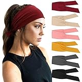 DRESHOW 6 Stück verstellbare Stirnbänder für Frauen, geknotete Stirnbänder elastische, rutschfeste modische Haarbänder für Workout, Sport, Laufen, Yog