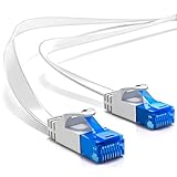 deleyCON 7,5m CAT6 Flaches Netzwerkkabel 1,5mm Flachbandkabel U-UTP RJ45 - UUTP Patchkabel für DSL LAN Switch Router Modem Repeater Patchpanel - Weiß