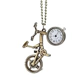 Taschen- und Armbanduhr Taschenuhr Retro-Fahrrad-Shaped Quarz Taschenuhr Bronze Rad Halsketten-Anhänger Clock Mode Geschenke for Männer Frauen Jugendliche Fahrrad-Liebhaber (Color : Bronze)