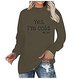 Damen-T-Shirt, weites Sweatshirt, Sweatshirts für Damen, langärmlig, 2021, lässiges Sweatshirt mit Buchstaben-Muster, Herbst, Sweatshirt mit Rundhalsausschnitt, Winterpullover, (#002) Grün, M