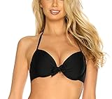 RELLECIGA Damen Push Up Bikini Top Bügel Bikinioberteil Schwarz M