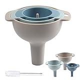 Uponer Trichter Küche 4 in1 Multifunktional Trichter Set 3-TLG Trichter mit Griff und herausnehmbarer Siebeinsatz Kunststoff Einfülltrichter 60/80/100mm spülmaschinengeeig