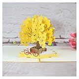 Geburtstagskarte Grußkarten 3d handgefertigte gelbe Ginkgo Baum Fahrradstuhl Papier Grußkarten Postkarte Mid-Autumn Festival Überseas Chinesisches Freund Geschenk Geschenkkarte ( Size : 2pc )