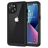 Lanhiem für iPhone 13 Hülle (6.1'), iPhone 13 Case IP68 Wasserdicht Handy Hülle 360 Grad Schutzhülle, Stoßfest Staubdicht Outdoor Panzerhülle mit Eingebautem Displayschutz, Schw