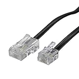 ecabo 10105 3m Modularkabel Telefonkabel – RJ11 auf RJ45 Stecker – Anschlusskabel – Westernstecker – 4adrig / 8P4C/6P4C / 1:1 – Flachkabel für Telefon ISDN AB FAX Modem – schw