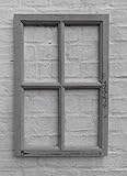 Deko-Impression Fenster Sprossenfenster Bilderrahmen Wanddekoration Holz grau 60 x 40