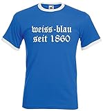 München Herren Retro T-Shirt Weiss-blau seit 1860 Löwen ShirtXL