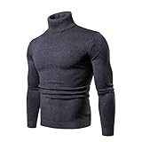 Herren Strickpullover Warme Winter Rollkragenpullover Freizeit Slim Fit Basic Sweatshirt Kuschelige Baumwolle Longsleeve Pullover Solid für Männer Sweatshirt Männer dünner Slim Fit Strickp