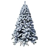 LYTBJ Premium Beflockter Schnee Künstlicher Weihnachtsbaum Naturgetreuer Schnee Beflockter Weihnachtsbaum aus Weihnachtskiefer Weihnachtsschmuck mit Metallständer und Schneespitzen-c 180cm (6ft)