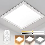 Dimmbar LED Deckenleuchte Panel 30x30 cm, Quadrat Unterputz Deckenlampe mit Fernbedienung, 2700K-6500K Farbtemperatur WarmWeiß Neutralweiß KaltWeiß Licht Bürolampe Werkstatt Garage Wohnzimmerlamp