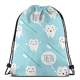 956 Beutel 36X42Cm, Niedliches Zahnarzt-Zahnarzthelfer-Druck-Blau Klapprucksack Gemustert Sportrucksack Wasserdicht Sportbeutel Für Mädchen, Jungen, Erw