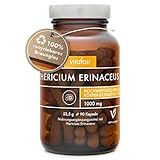VITAFAIR Hericium Extrakt / Lion's Mane (1000mg pro Tagesdosis) - 90 Vegane Kapseln in Braunglas, Ohne Magnesiumsterat, German Quality - 30% Polysaccharide - Igelstachelbart Pilzextrak