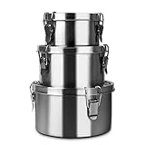 Afranti Edelstahl-Lunchboxen, 3-teiliges Set, luftdicht, wiederverwendbar, SUS304, Lebensmittel-Aufbewahrungsbehälter mit Deckel für Obstsalat, Snacks, Kimchi, für Picknick, Camping
