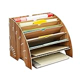 Wooden File Organizer, Wooden File Tray, Klassifikator für Desktop-Dokumente, Schreibtischregal für A4-Papier, Briefe und Z