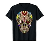 Sugar Skull Blumen Day Of The Dead Dia Muertos Tee Geschenk T-S