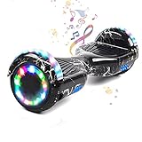 HST 6,5 Zoll Hoverboard Self-Balancing Scooters Elektroroller mit Bluetooth und LED-Beleuchtung, Offroad Waveboard für Kinder und Erwachsene (Kohlenschwarz)