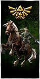 The Legend of Zelda Badetuch Fight 75 x 150cm 100% Baumwolle Velours-Qualität Strandlaken Strandtuch Handtuch Badelaken Saunatuch Link Breath of the Wild Ocarina Hyrule Triforce pass. zur Bettw