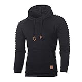 Xmiral Herren Sweatshirt Top Herbst Langarm Plaid Hoodie Mit Kapuze T-Shirt Outwear(3XL,Schwarz)