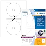 HERMA 8885 CD-/DVD-Etiketten inkl. Positionierhilfe für Inkjet Drucker DIN A4 (Ø 116 mm MAXI, 10 Blatt, glänzend) bedruckbar, permanent haftende CD-Aufkleber, 20 Klebeetiketten, weiß