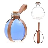 Eco-Fused kugelförmige Zaubertrank Klarglasflasche - Cosplay, Zauberer, Hexe Kostüm Zubehör - mit einem Korken Stopper, Kunstleder Ärmel Halter, Gürtelschlaufe (Braun)