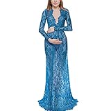 IFOUNDYOU Abendkleid Kleid Damen Sexy Einfarbig Lang Maxikleid Retro Langarm V-Ausschnitt Winterkleid Elegant Festlich Cocktailkleid Boho Casual Schwangere Partykleid Spitze Swing Ballk