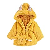 TIREOW Kinder Mädchen Nettes Hirschgeweih Reißverschluss Kapuzen Mäntel Wintermantel Winterjacke Fleecejacke Hoodie Mantel Winter Herbst Baumwolle Kunstpelzjacke 12 Monate-5 Jahre (Yellow, 2-3 Years)