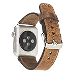 Echtes Leder Armband kompatibel mit Apple Watch Serie 7, SE, 6-1 handgefertigtes Lederarmband 42-44-45mm 38-40-41mm für Männer Frauen, Geschenk (38-40-41mm Gold Connector, Hellbraun)