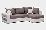 Collection AB Houston Polsterecke, Ecksofa, Schlafsofa mit Bettkasten, Materialmix Kunstleder-Struktur, weiß / grau, Schenkelmaß 226 x 160