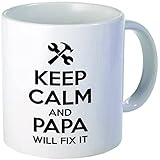 Lustige Kaffeetasse mit Aufschrift 'Keep Calm and Papa Will fix it', 325 ml, für Büro, Job