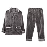 TTCI-RR Schlafanzug Winter dicke warme Männer-Pyjamas Set Langarm-Abzugskragen-Strickjacke lose Soft Plus-Größe 4xl. Männliche Korallenfleece-Nachtwäsche Pyjama (Color : MP2976, Size : L)