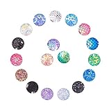 PandaHall Elite 120 Stück Bunte Flache Runde Harz Cabochons für DIY Handwerk Machen, 12x3~3,5 mm, 12 x gefärbt Farb
