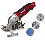 Einhell Mini-Handkreissägen Set TC-CS 860 (450 W, max. 23 mm, Sägeblatt Ø 85 mm, Absaugadapter, Parallelanschlag, 2 Sägeblätter, 1 Diamant-Trennscheibe, Koffer)