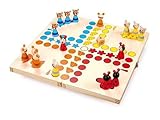 small foot 7358 Ludo 'Tiere' aus Holz, Gesellschaftsspiel für Groß und Klein, mit Tierchen-Spielfiguren, ab 4 J