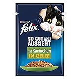 FELIX So gut wie es aussieht Katzenfutter nass in Gelee, mit Kaninchen, 26er Pack (26 x 85g)