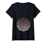 Damen Mandala Symbol Kupfer Esoterik Mädchen Spiritualität T-Shirt mit V