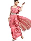 CRAFTSTRIBE Sari Polyester gestreiftes rosa traditionelles neues Look Saree für F