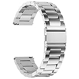 Fullmosa Edelstahlarmband für Uhr,Metall Uhrenarmbänder mit Schnellverschluss geeignet für Damen&Herren, 22mm Silb