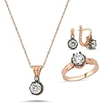 Bulvardi 925 Karat Silber Zirkon Stein Rose Beschichtet Diamant Schliff Sultan Silber Anzug | Hochwertige | mit spezieller Beschichtung gegen Dim | 52