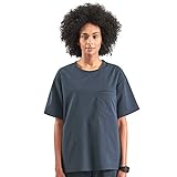 HED+ Terra Scrub Top für Damen – Stylische Arbeitskleidung mit 3 Taschen - Blau - X-Groß