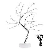 Surgewavelv Künstliche Bonsai Baum Lichter Tischdekoration Schneeflocke Baum Fee Lampe Batterie/USB Betrieben Nachtlicht Für Wohnkultur - Weiß