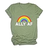yiouyisheng Tshirt Damen Regenbogen Grafikdruck Sommer Oberteile Oben Kurzarm Rundhals T Shirt Damen Bluse Shirt Tee Tops T-Shirt Damen Tunika Hemd Tee Top