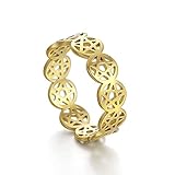 Ring Ringe Damen Bijouterie Herren Pentagramm Edelstahl Ring Schmuck Hohl Rose Goldener Ehering Für Männer Frauen 9 G