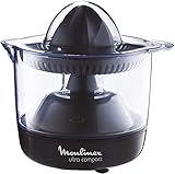 Moulinex PC1208 Elektrischer Entsafter Ultra Compact; 450ml Volumen; Orangenpresse & Zitruspresse mit 2 Drehrichtungen; Automatische Ein-/ Ausschaltung; 25W; schw