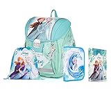 Disney Eiskönigin Frozen Anna ELSA Schulranzen Mädchen 1 Klasse Tornister Schulrucksack Schultasche Set 4 teilig für Grundschule ergonomisch und anatomisch inkl. Federmäppchen Sportbeutel A4 Heftbox