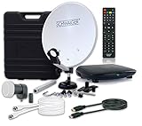 SCHWAIGER -9604- Camping-Sat-Anlage digital komplett / Camping-Zubehör / Camping Satelitenschüssel / Sat Koffer / Single LNB / Sat Receiver HD / Satelliten-Kabel 10 m / Sat Antenne Stahl, 35 x 38