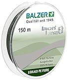 Balzer Iron Line 8-150m geflochtene Schnur zum Spinnfischen, Farbe:Grün, Durchmesser/Tragkraft:0.10mm / 8.1kg