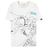 League of Legends Jinx Männer T-Shirt weiß L 100% Baumwolle Esports, Fan-Merch, Gaming