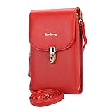 AIFILLE Damenhandtaschen Leder Klein Umhängetasche Damen Rot, Elegant Universal Handytasche Brieftasche Geldbörsen Kompatibel für iPhone 11 Pro 6 6S 7 8 X Münzbörsen S