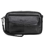 Xieben Leder Wristlet Unterarmt Geldbörse Brieftasche für Herren Frauen Handschlaufe Handyhalter Handgelenk Tasche Wristlet Münze Geldbeutel Geschäft Mehrere Fächer Handtasche Schw